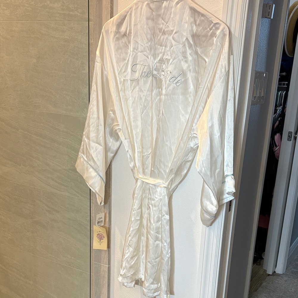 NWT- Luxurious White Satin Bridal Robe